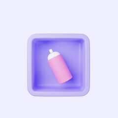 3d illustration of simple icon pillox on cube