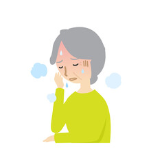 高熱に悩まされているおばあさん
