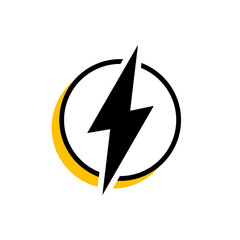 Lightning bolt inside circle. Thunderbolt, lightning strike. Modern flat style vector illustration