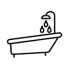  Bathtub Vector Line Icon Design