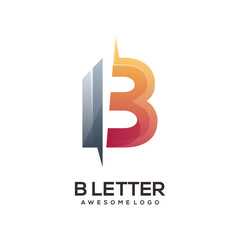 B letter logo gradient colorful illustration