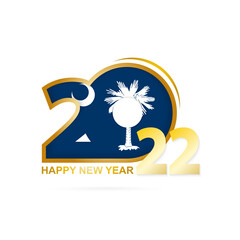 Year 2022 with South Carolina Flag pattern. Happy New Year Design.