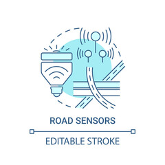 Road sensors blue concept icon. Urban traffic control abstract idea thin line illustration. Transportation intelligent control. Vector isolated outline color drawing. Editable stroke