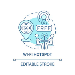 Wi-fi hotspot blue concept icon. Free public wifi abstract idea thin line illustration. Internet access point. Wireless connection. Vector isolated outline color drawing. Editable stroke