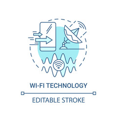 Wi-fi technology blue concept icon. Local area network abstract idea thin line illustration. Network protocols. Radio signal technology. Vector isolated outline color drawing. Editable stroke