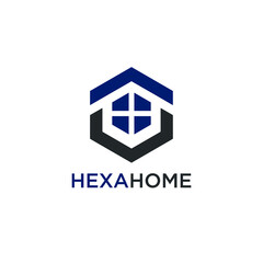 Hexagon and Home icon. Logo Design. Vector Illustration.