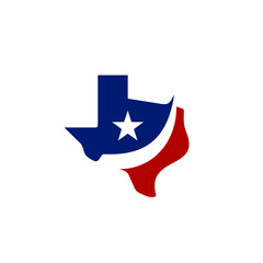 Texas Map and Swoosh Symbol. Lone Star Logo Design. Vector Illustration.