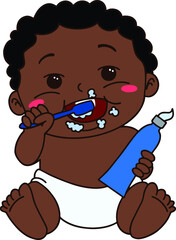 baby cleaning teeth