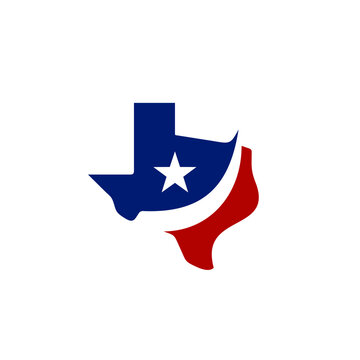 Texas Map and Swoosh Symbol. Lone Star Logo Design. Vector Illustration.