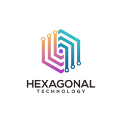 Hexagon technology logo colorful gradient abstract