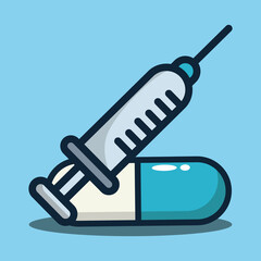 vector illustration of injection and medicine