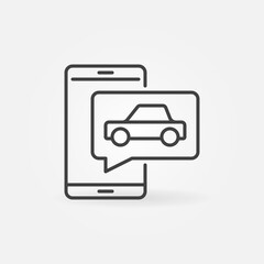 Smart Phone with Self-driving Car App vector concept line icon