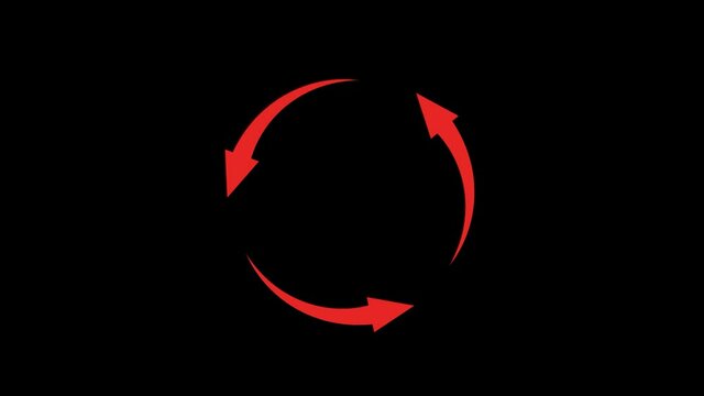 3 red arrow rotation loop animation, transparent channel video