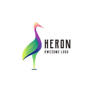 Heron logo illustration colorful abstract