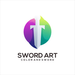 Sword logo colorful gradient abstract