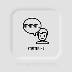 Stuttering thin line icon. Speech disorder. Word repetition. Vector illustration.