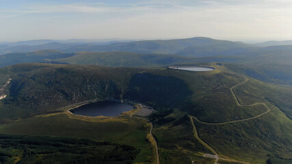 The upper reservoir on Turlough Hill in County Wicklow, Ireland.