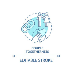 Couple togetherness in all life aspects concept icon. Strong chain link couple. Healthy mature relationship abstract idea thin line illustration. Vector isolated outline color drawing. Editable stroke