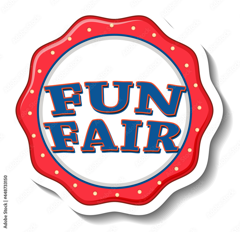 Sticker sticker template with funfair banner isolated