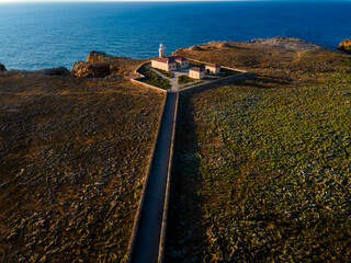 aerial view of a lighthouse in menorca