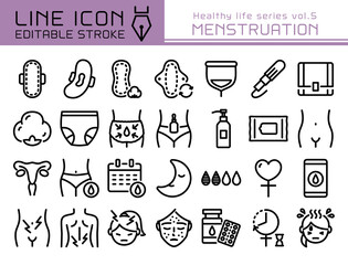 ラインアイコン　健康シリーズvol.5　月経　生理