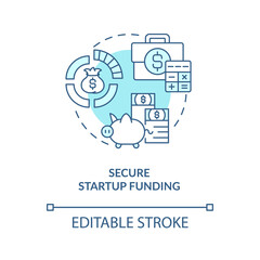 Secure startup funding blue concept icon. Find investment for new project. Business finance. Startup launch abstract idea thin line illustration. Vector isolated outline color drawing. Editable stroke