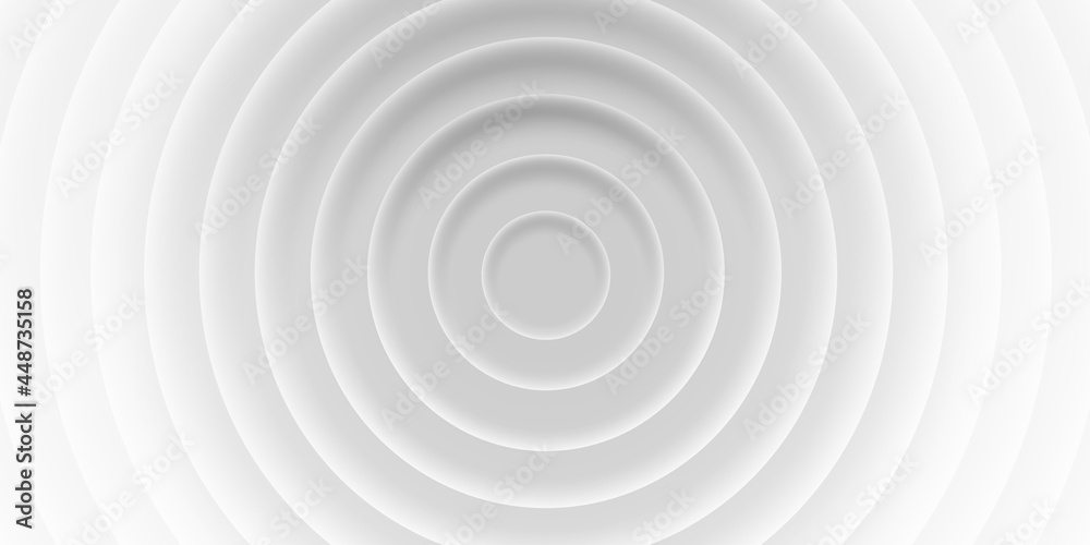 Wall mural grey abstract background of circles with shadows, material 3d style