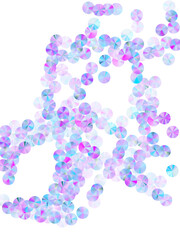 Iridescent foil confetti scatter vector illustration. Circle sparkling tinsel particles holiday decor top view. Holiday confetti placer glossy texture.