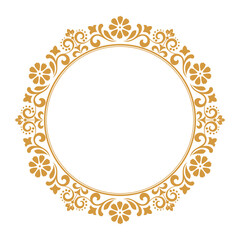 Decorative frame Elegant vector element for design in Eastern style, place for text. Floral golden and white border. Lace illustration for invitations and greeting cards.
