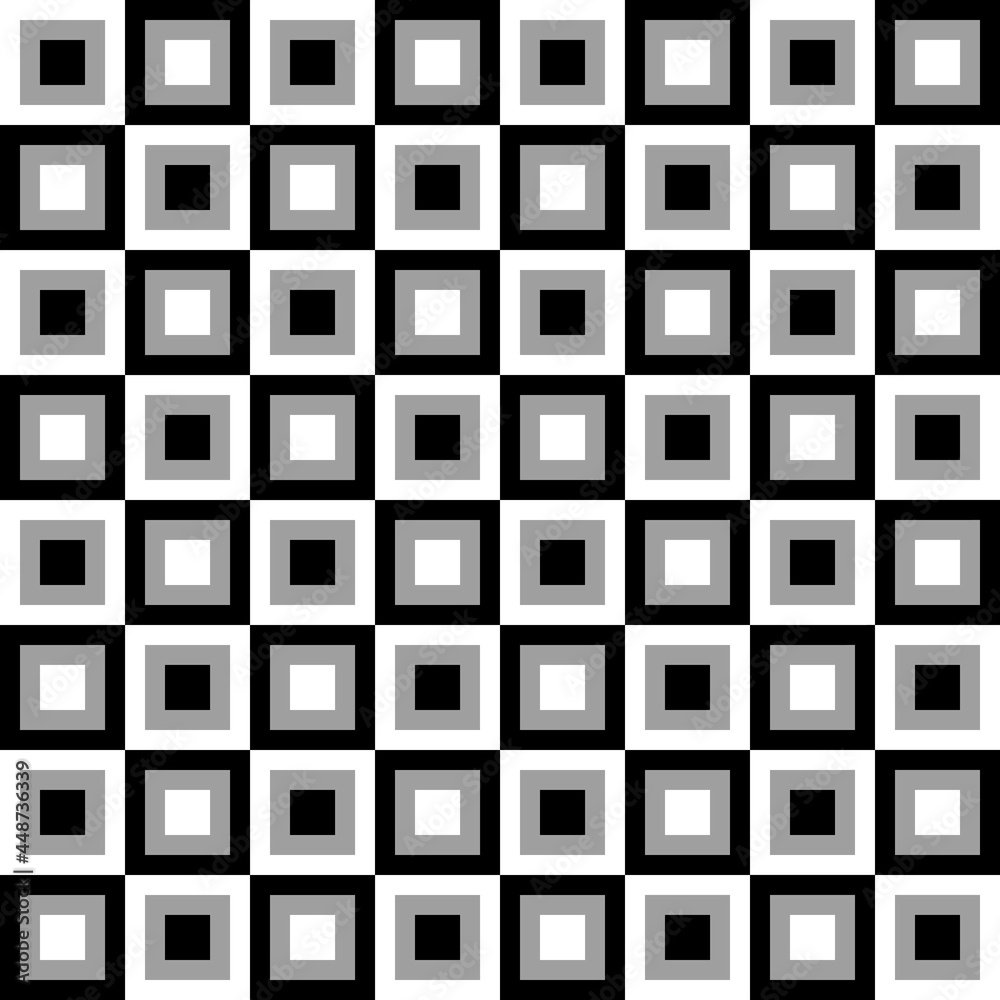 Poster checker black and white and gray center cells pattern. vector.
