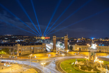 Fototapeta premium Night view of Plaza Espana in Barcelona