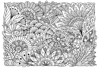 Abstract flowers for background,adult coloring book,printing on product,engraving,paper cutting and so on. Vector illustration.