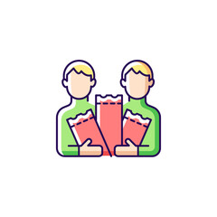 Lottery pool RGB color icon. Pooling ticket purchases. Joining lottery chances with others. Splitting winnings with participating friends. Isolated vector illustration. Simple filled line drawing