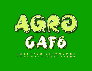 Vector concept logo Agro Cafe. Artistic style Font. Handwritten Alphabet Letters and Numbers ser