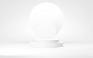 Podium abstract background. Geometric shape.white colors scene. Minimal 3d rendering. Scene with geometrical background. 3d render