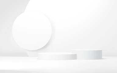 Podium abstract background. Geometric shape.white colors scene. Minimal 3d rendering. Scene with geometrical background. 3d render