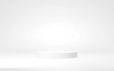 Podium abstract background. Geometric shape.white colors scene. Minimal 3d rendering. Scene with geometrical background. 3d render