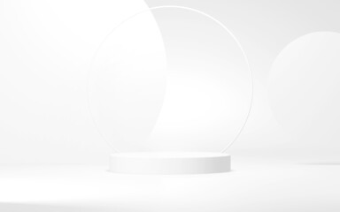 Podium abstract background. Geometric shape.white colors scene. Minimal 3d rendering. Scene with geometrical background. 3d render