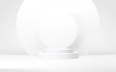 Podium abstract background. Geometric shape.white colors scene. Minimal 3d rendering. Scene with geometrical background. 3d render