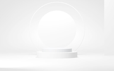 Podium abstract background. Geometric shape.white colors scene. Minimal 3d rendering. Scene with geometrical background. 3d render