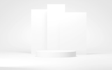 Fototapeta premium Podium abstract background. Geometric shape.white colors scene. Minimal 3d rendering. Scene with geometrical background. 3d render
