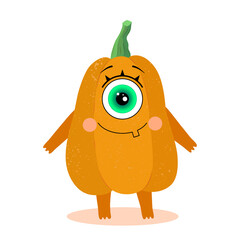 Funny pumpkin character with a smile. Halloween