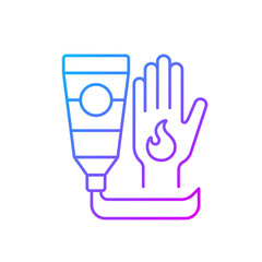 Ointment for burns gradient linear vector icon. Antibacterial cream. Skin care product. Applying aloe vera. Thin line color symbols. Modern style pictogram. Vector isolated outline drawing