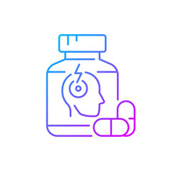 Pills for headache gradient linear vector icon. Pain reliever. Migraine medication. Chronic pain treatment. Thin line color symbols. Modern style pictogram. Vector isolated outline drawing