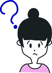 疑問に思うモノクロの上半身の女性