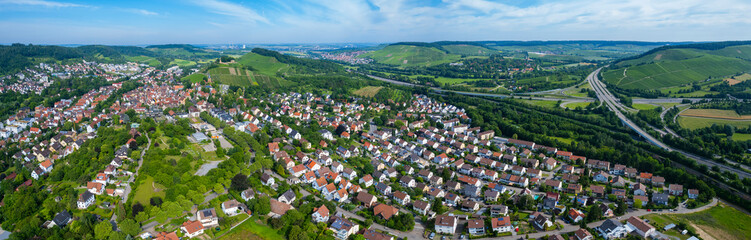 Fototapeta na wymiar Aerial view around the city Weinsberg in Germany on a sunny day in spring