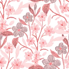 Gardinen Creative seamless pattern with abstract flowers drawn with wax crayons. Bright colorful floral print.  © Natallia Novik