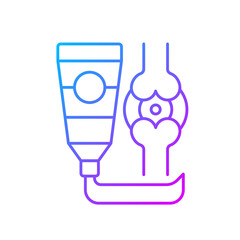 Ointment for arthritis gradient linear vector icon. Pain relieving cream. Anti-inflammatory drug. Stiffness reduce. Thin line color symbols. Modern style pictogram. Vector isolated outline drawing