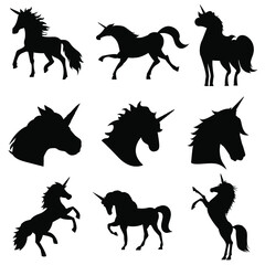 Unicorn icon vector set. horse illustration sign collection. magic animal symbol or logo.
