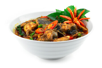 Spicy Curry Catfish with Peppers and Herbs Thai food